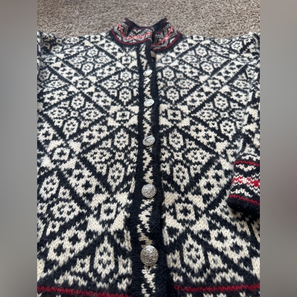 Vintage LL Bean Nordic Fair Isle Wool Cardigan - Picture 3 of 8